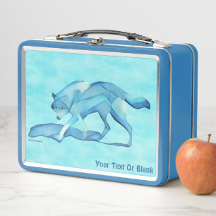 Blauer Wolf im Schnee Metall Brotdose