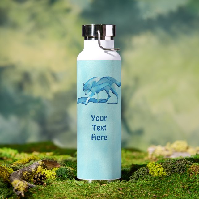 Blauer Wolf im Schnee Trinkflasche (Außenbereich (gedreht))