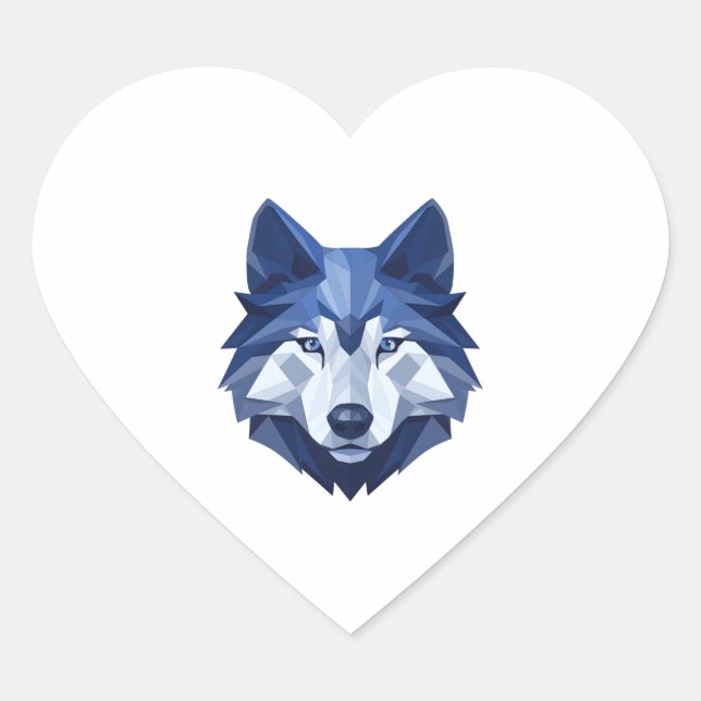 Blauer WolfDog 4 Herz-Aufkleber (Vorderseite)