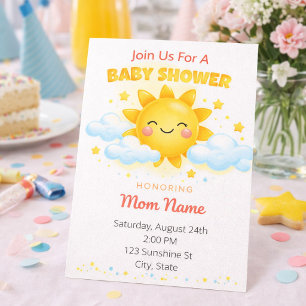 Blauer Wolken-Babyshower Einladung