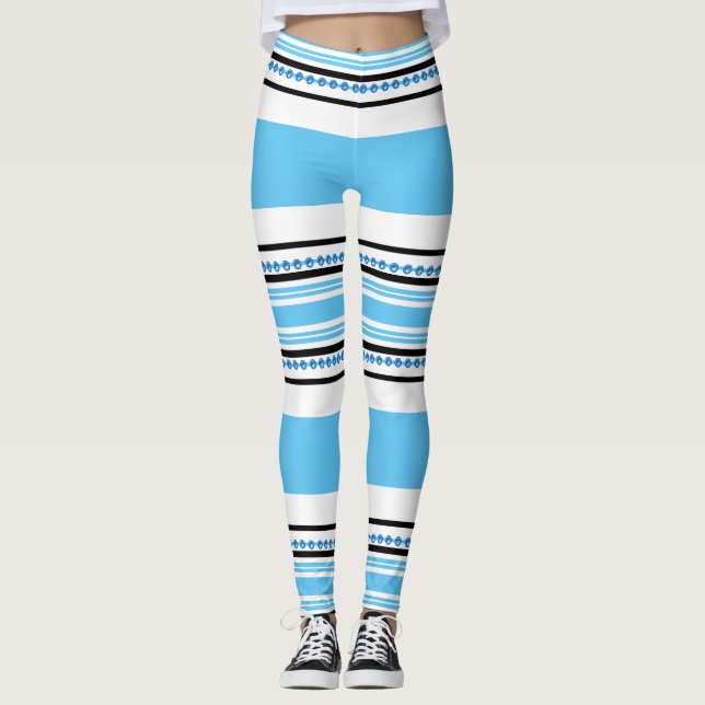 Blauer Workout Hipster des ethnischen Stammes- Leggings (Vorderseite)