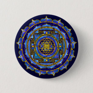 Blauer Yantra Knopf Button