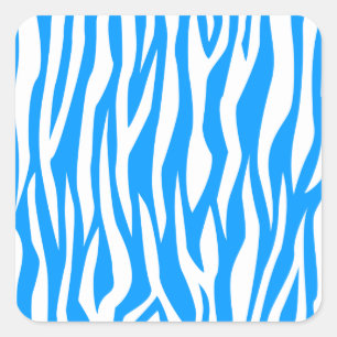 Blauer Zebra-Druck Quadratischer Aufkleber