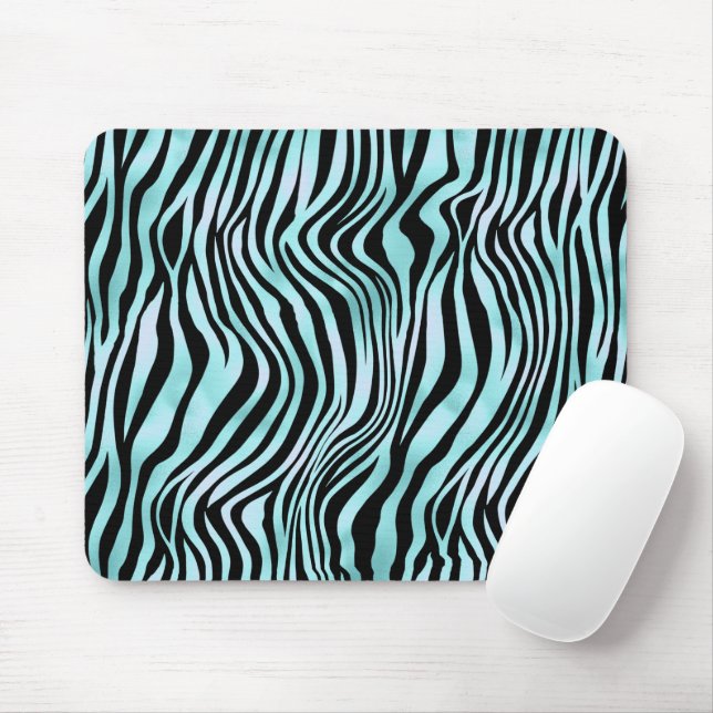 Blauer Zebrahaut Türkis Mousepad (Mit Mouse)