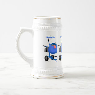 Blauer Zementmischer Cartoon Bierglas