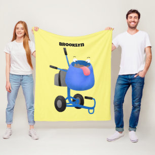 Blauer Zementmischer Cartoon Fleecedecke