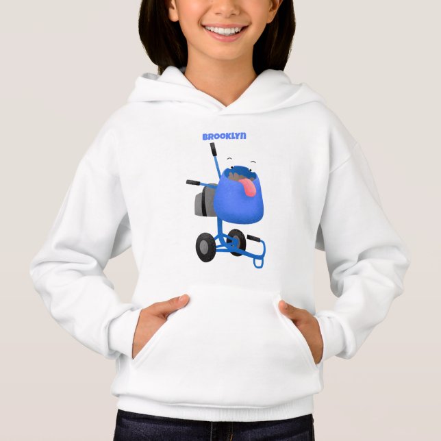 Blauer Zementmischer Cartoon Hoodie (Vorderseite)