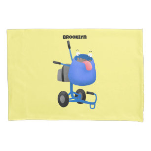 Blauer Zementmischer Cartoon Kissenbezug