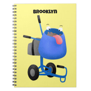 Blauer Zementmischer Cartoon Notizblock