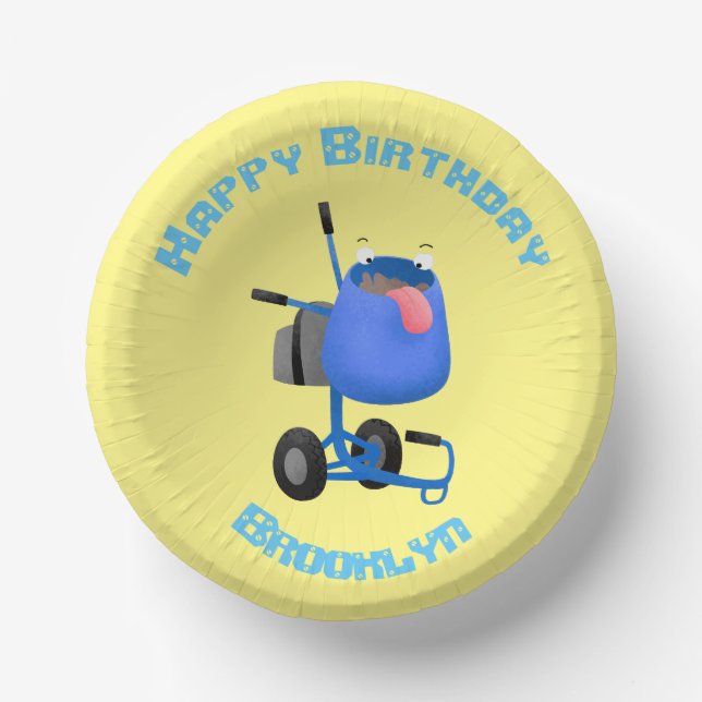 Blauer Zementmischer Cartoon Pappteller (Vorderseite)