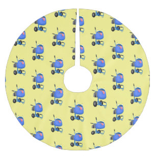 Blauer Zementmischer Cartoon Polyester Weihnachtsbaumdecke