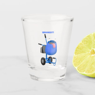 Blauer Zementmischer Cartoon Schnapsglas