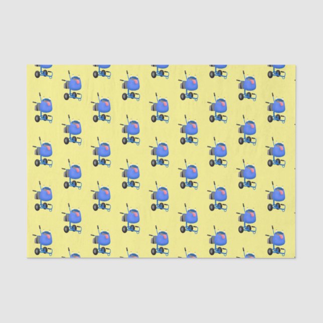 Blauer Zementmischer Cartoon Seidenpapier (Vorderseite)