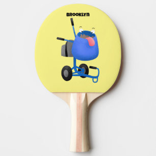 Blauer Zementmischer Cartoon Tischtennis Schläger
