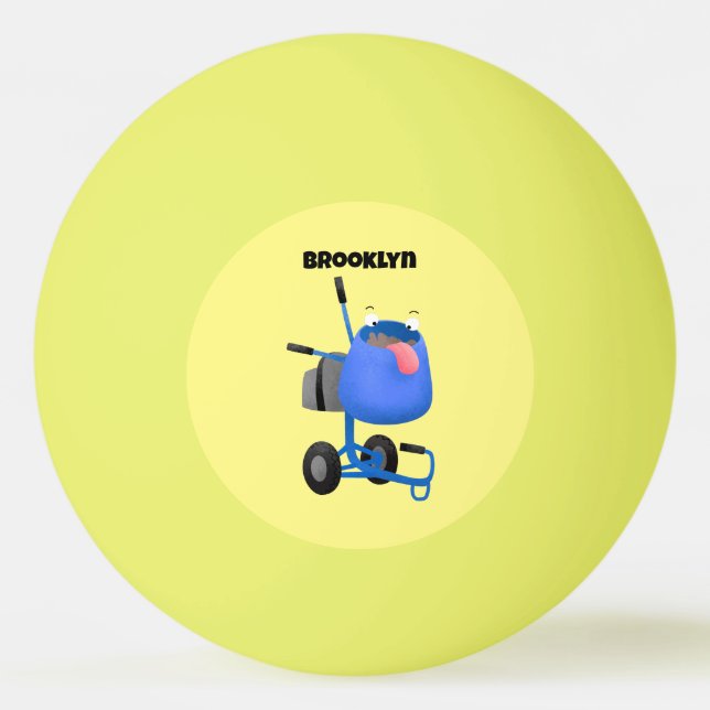 Blauer Zementmischer Cartoon Tischtennisball (Vorderseite)