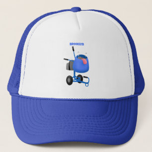 Blauer Zementmischer Cartoon Truckerkappe