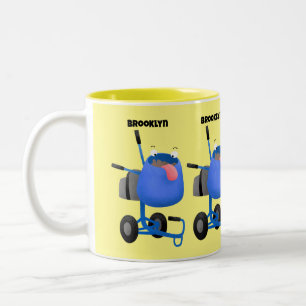 Blauer Zementmischer Cartoon Zweifarbige Tasse