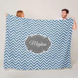 Blauer Zickzack Personalisierter Fleece Blanket