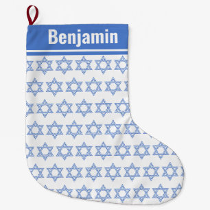Blauer Zickzack Star von David Hanukkah Großer Weihnachtsstrumpf