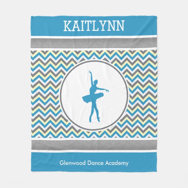 Blauer Zickzack Tänzer personalisiert Fleecedecke (Vorderseite)