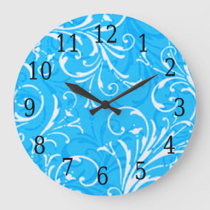 Blauer Zierrahmen Große Wanduhr