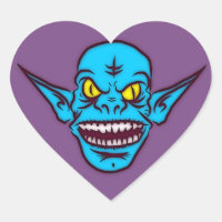Blauer Zombie-Troll-Aufkleber