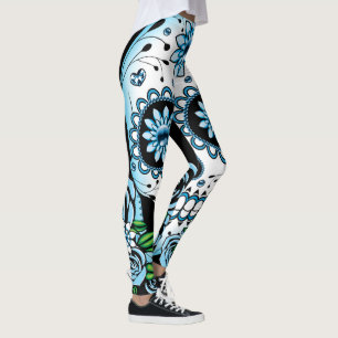 Blauer Zuckerschädel Leggings