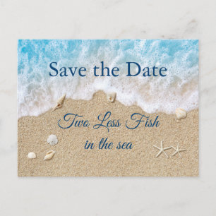Blauer Zwei weniger Fische Save the Date im Meer Postkarte