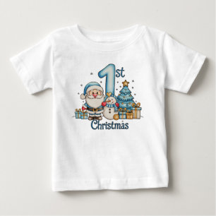 Blaues 1. Weihnachten Santa Schneemann Xmas Baby J T-shirt