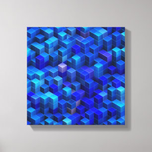 Blaues 3D berechnet abstrakten geometrischen Leinwanddruck