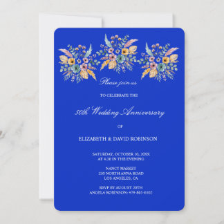 Blaues 50-jähriges Hochzeitstag Einladung