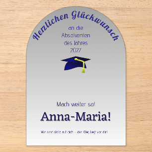 blaues Abschluss-Cap in Silber - Herzlichen Glückw Acryleinladungen