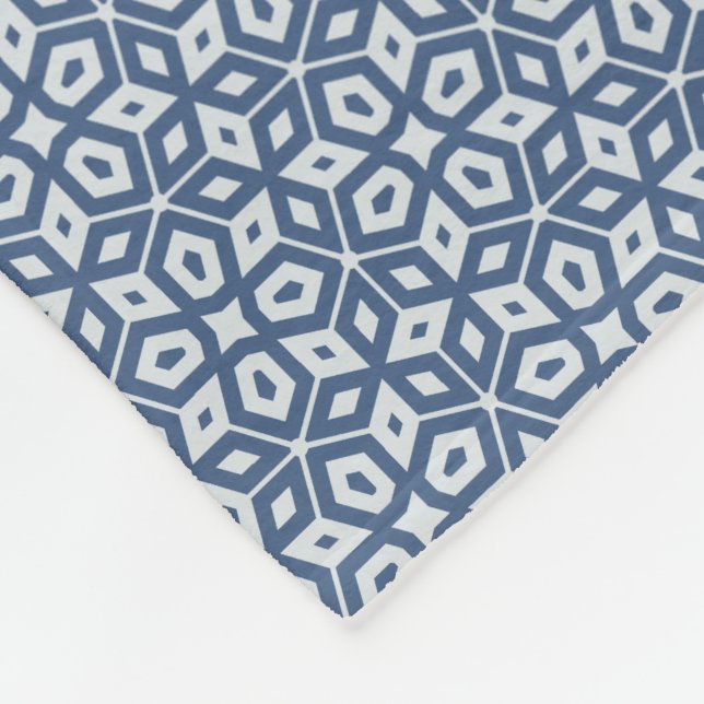 Blaues Abstrakt geometrisches Mosaik Gemustert Fleecedecke (Ecke)