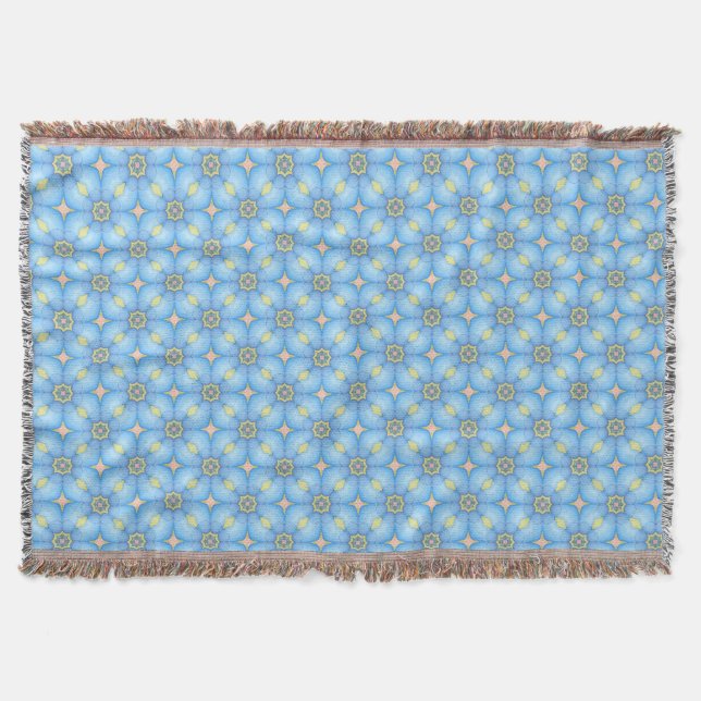 Blaues Abstraktes Blumenmuster Decke (Vorderseite)