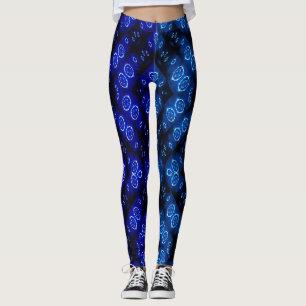Blaues Abstraktes Blumenmuster Leggings