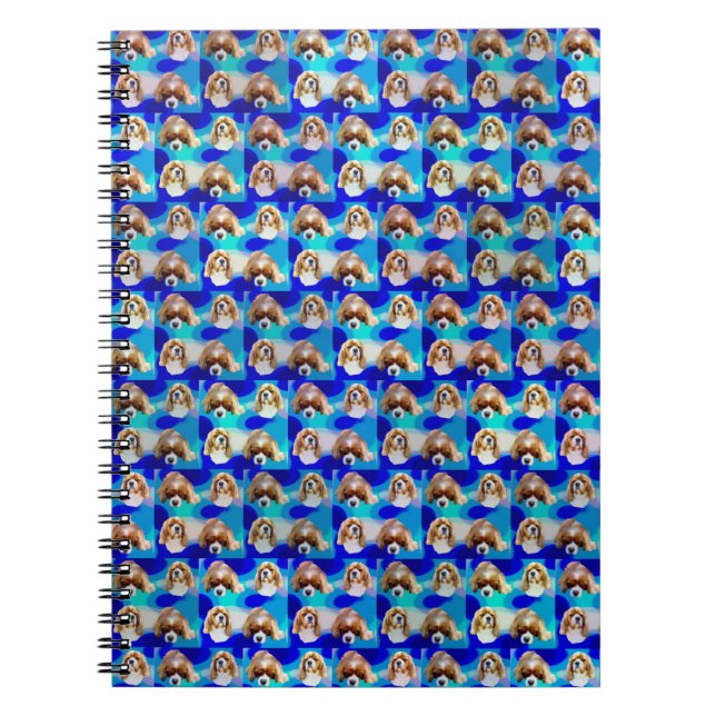 Blaues Abstraktes Cavalier-Hundmuster, Notizblock (Vorderseite)