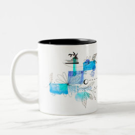 Blaues Abstraktes geometrisches Blau Zweifarbige Tasse