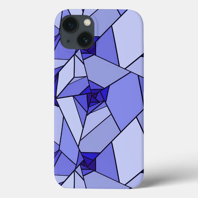 Blaues Abstraktes geometrisches Muster Case-Mate iPhone Hülle (Rückseite)