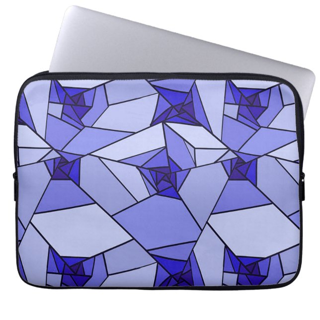 Blaues Abstraktes geometrisches Muster Laptopschutzhülle (Vorderseite)