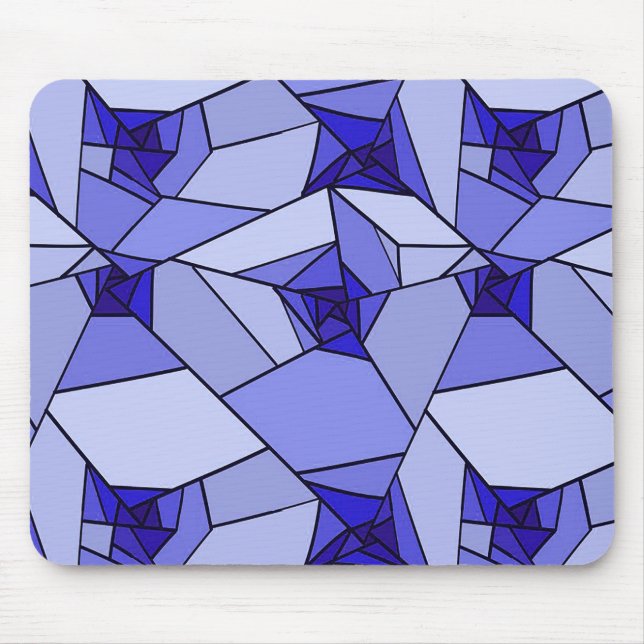 Blaues Abstraktes geometrisches Muster Mousepad (Vorne)