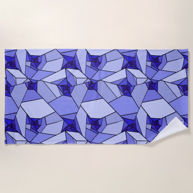 Blaues Abstraktes geometrisches Muster Strandtuch (Vorderseite)