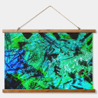 Blaues, abstraktes Holz, überzogene Wandtapeten, r Wandteppich Mit Holzrahmen