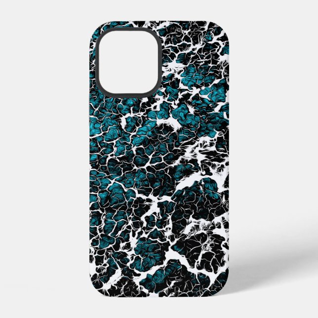 Blaues abstraktes Muster iPhone 12 Hülle (Rückseite)