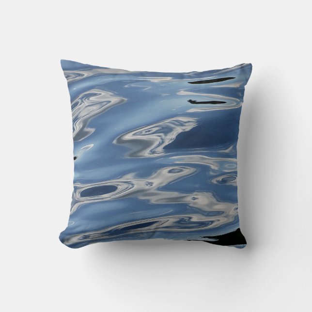 Blaues abstraktes Muster Kissen (Vorderseite)
