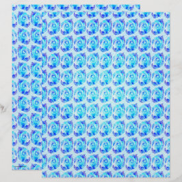 Blaues abstraktes Rosen-Schrappbuch-Papier 2-seiti