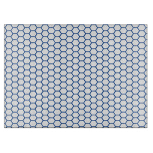 Blaues achteckiges Wabenmuster Retro-Glas Schneidebrett