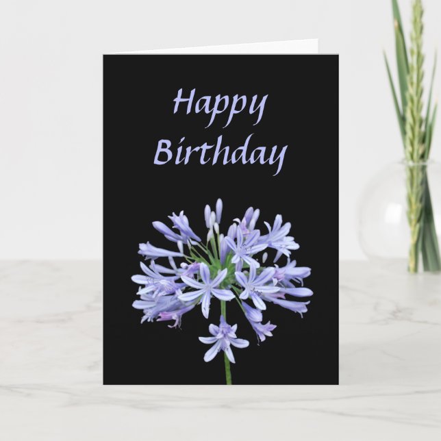 Blaues Agapanthus-Schwarz-alles Gute zum Karte (Vorderseite)