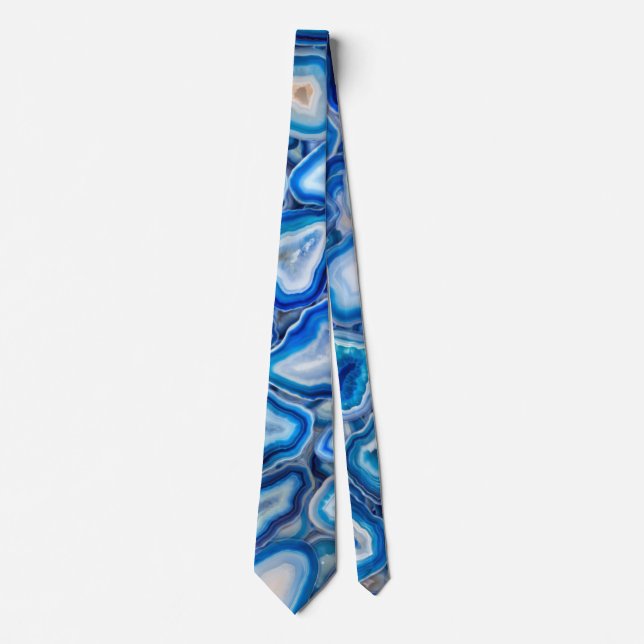 Blaues Agate Geodes-Kristall-Muster Krawatte (Vorderseite)