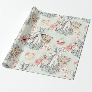 Blaues Alice im Wunderland  Geschenkpapier