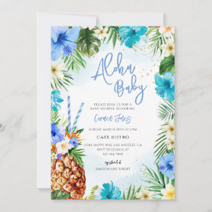 Blaues Aloha Tropical Luau Baby Shower Einladung